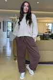Mercer Soft Twill Barrel Leg Pant Mahogany 